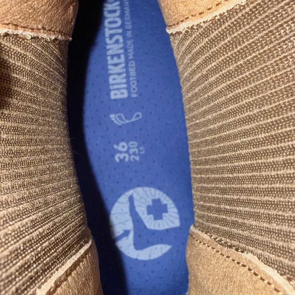 Birkenstock Size 37 6.5 7.5 Brown Suede Highwood Slip On Chelsea Ankle Boots